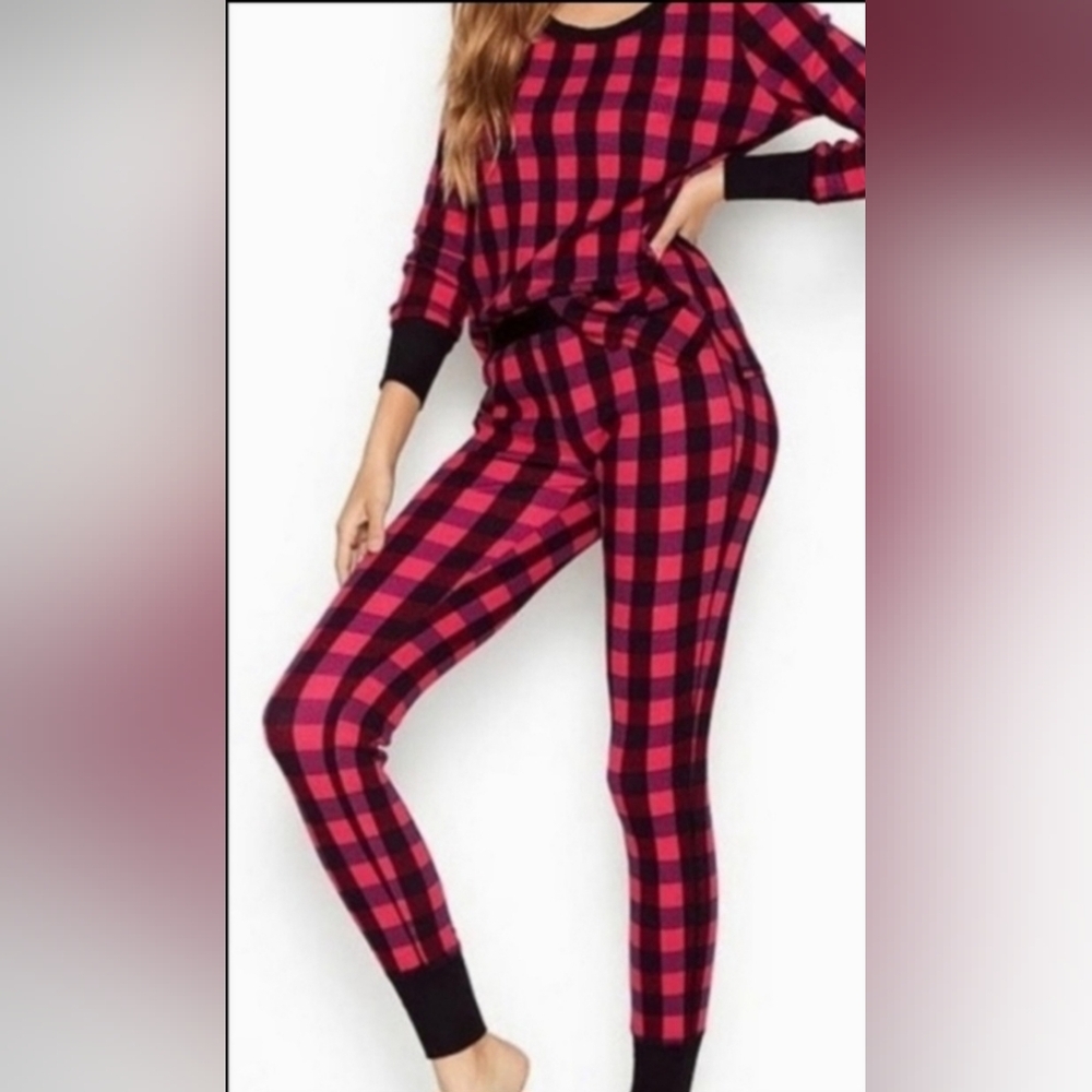XXL VICTORIA'S SECRET Cotton Blend Plaid Thermal Pajama Set